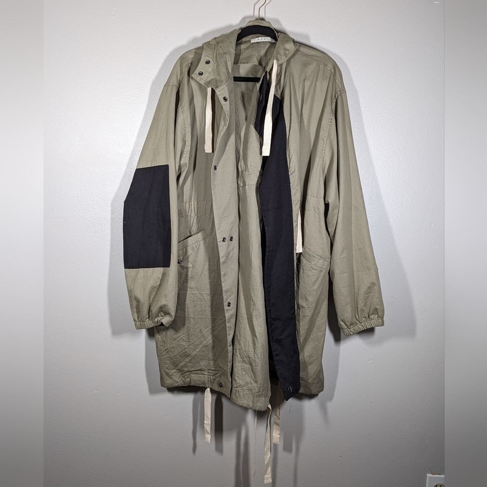 Paneled Trench Coat + Cargo Pants Outfit